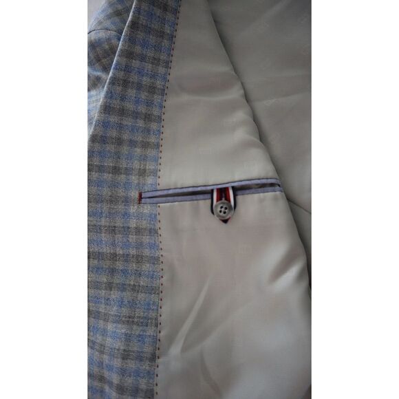 Tommy Hilfiger Mens Sz 36R Gray/Light Blue Check The Flex Modern-Fit Blazer $295 - Picture 9 of 14